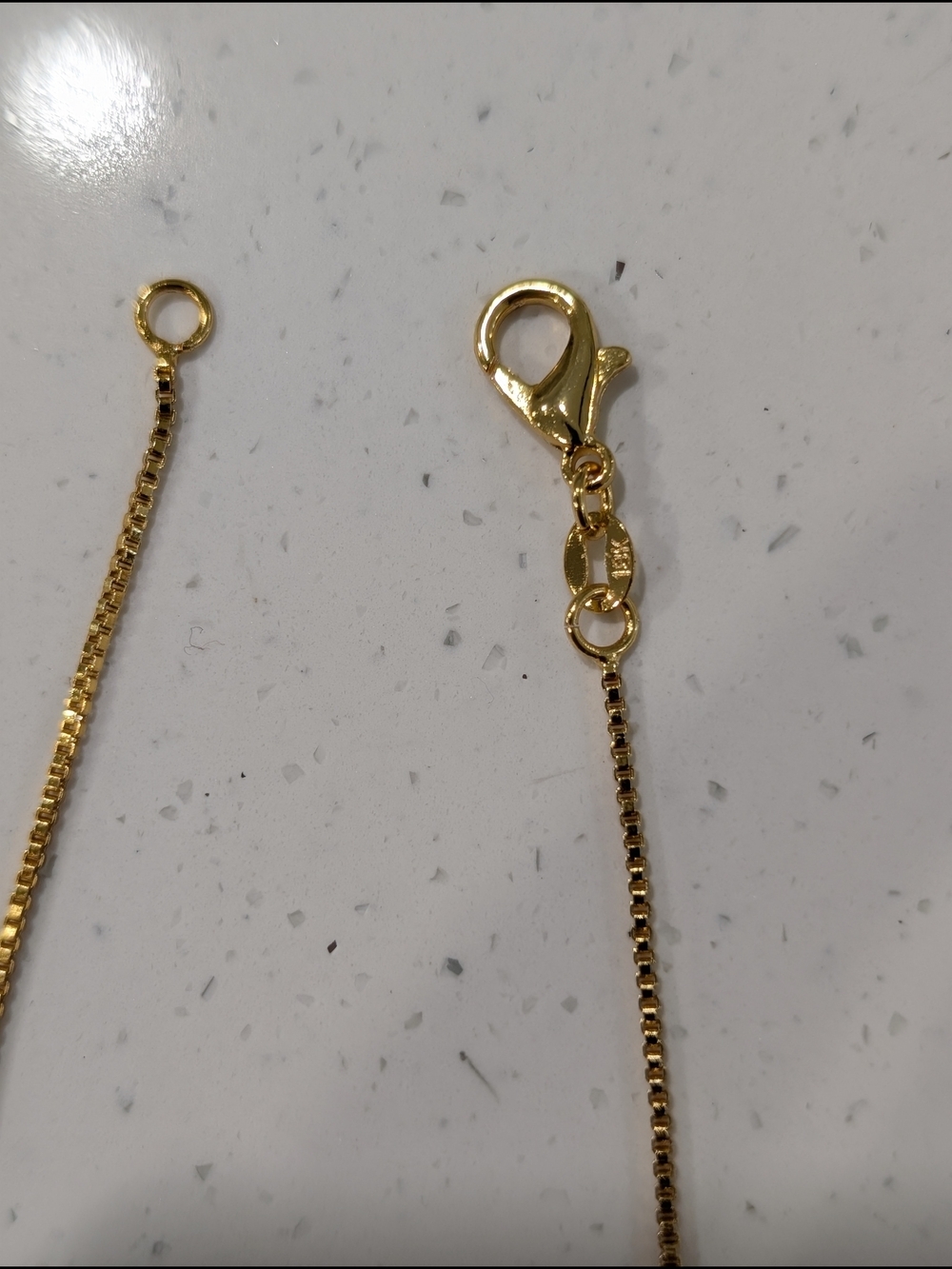 Real 18K Gold Plated Over 925 Sterling Silver Gold Box Chain Necklace - Picture 3 of 5